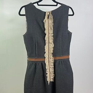 Dolce & Gabbana Gray/Charcoal Wool Dress Size 44 Sleeveless Ruffled Back Zipper